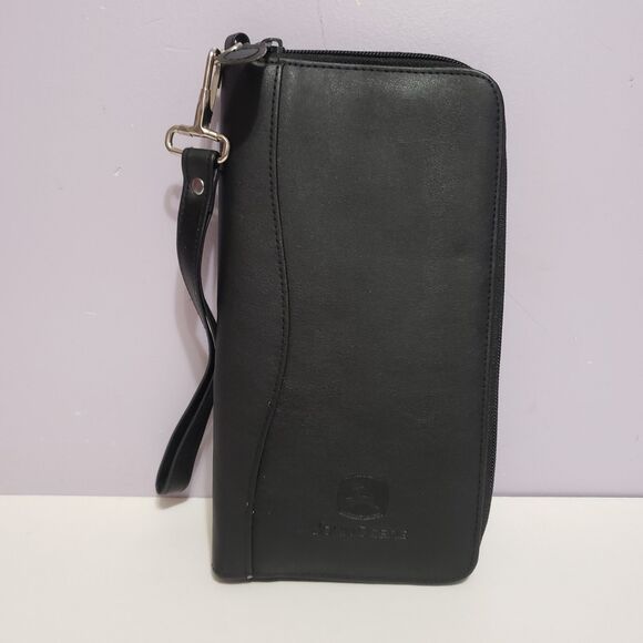 John Deere Black Zip Around Large Carrying Case / Wallet 9"×5"×1" - Picture 1 of 10